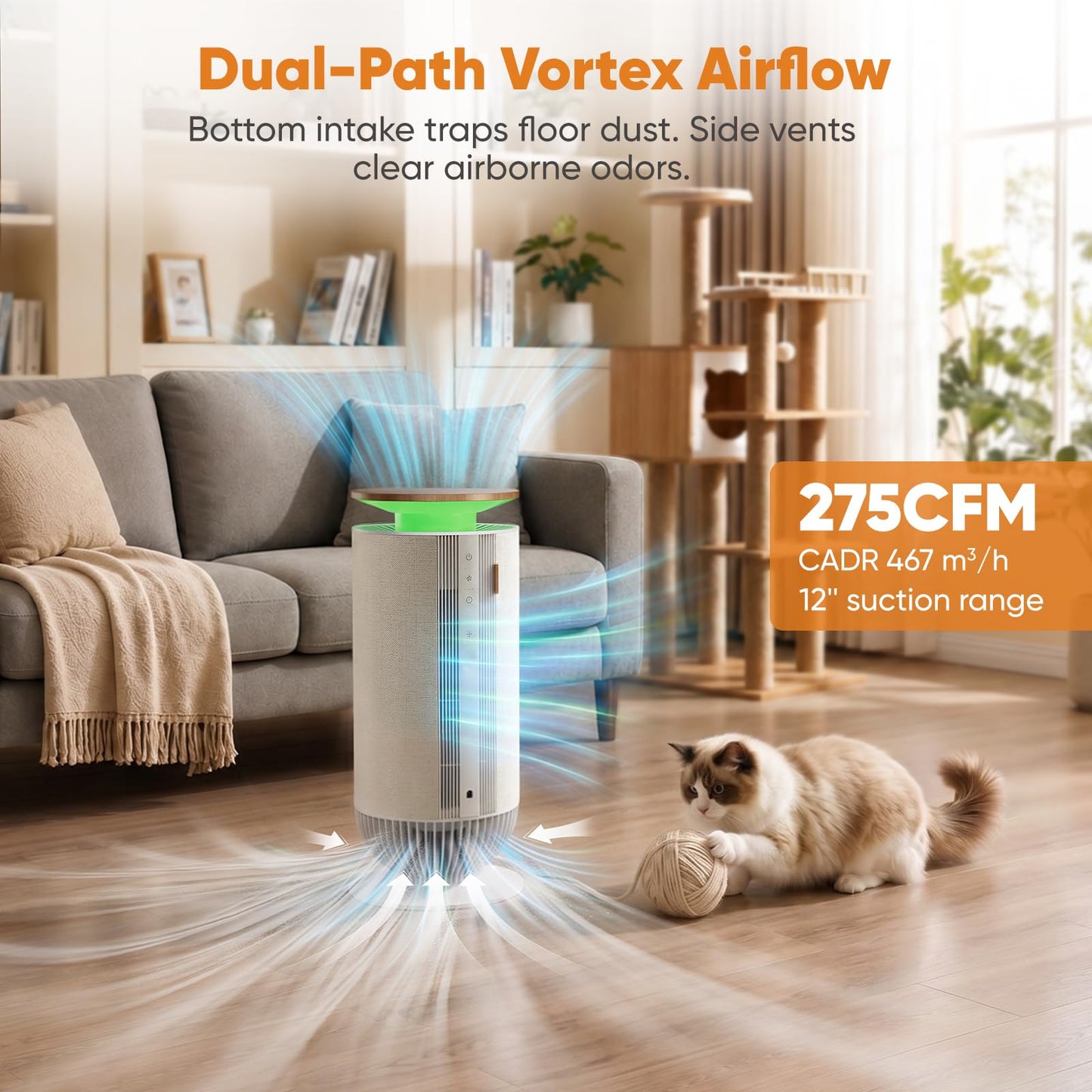 Petbobi Air Purifier for Home Large Room Up to 3630 Sq Ft, H13 + H11 HEPA