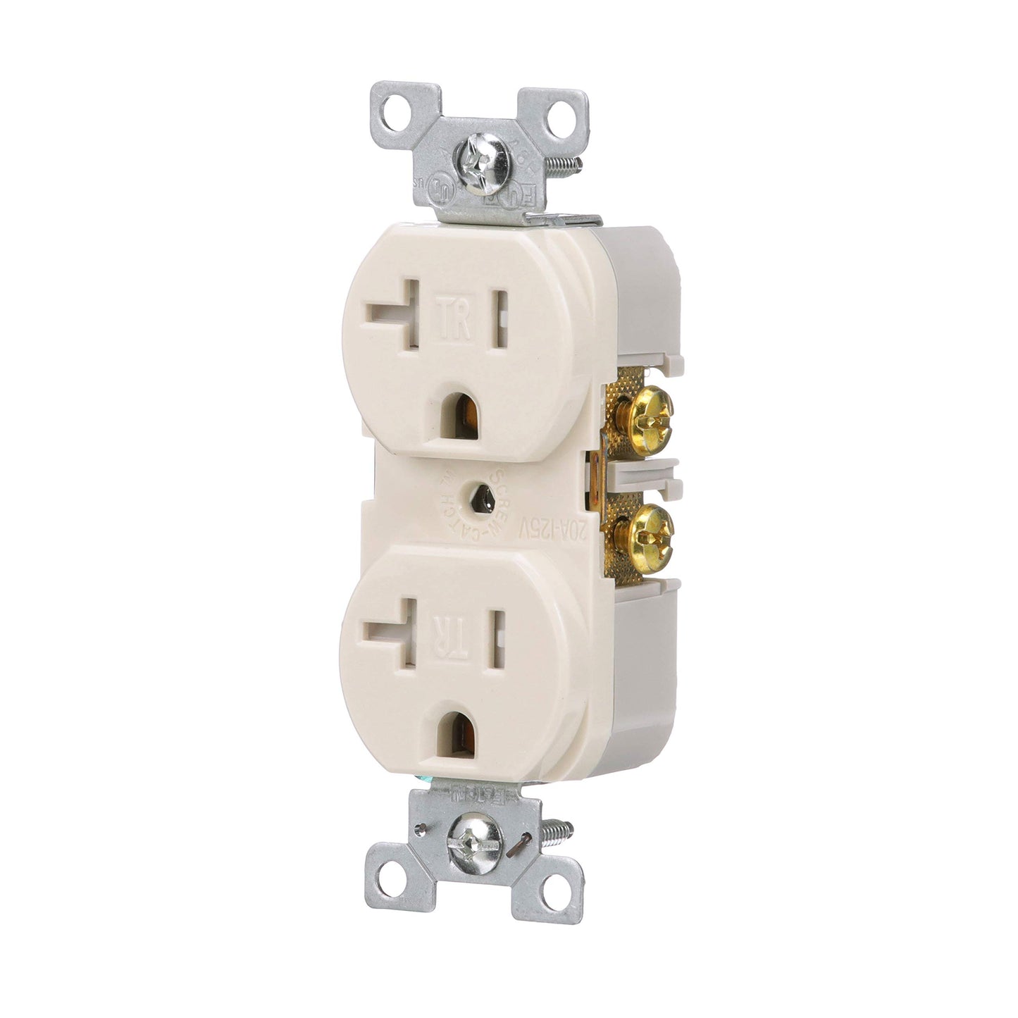 Eaton TRBR20LABXSP 20-Amp 3-Wire 125-Volt Tamper Resistant Commercial Grade Duplex Receptacle 2-Pole, Light Almond