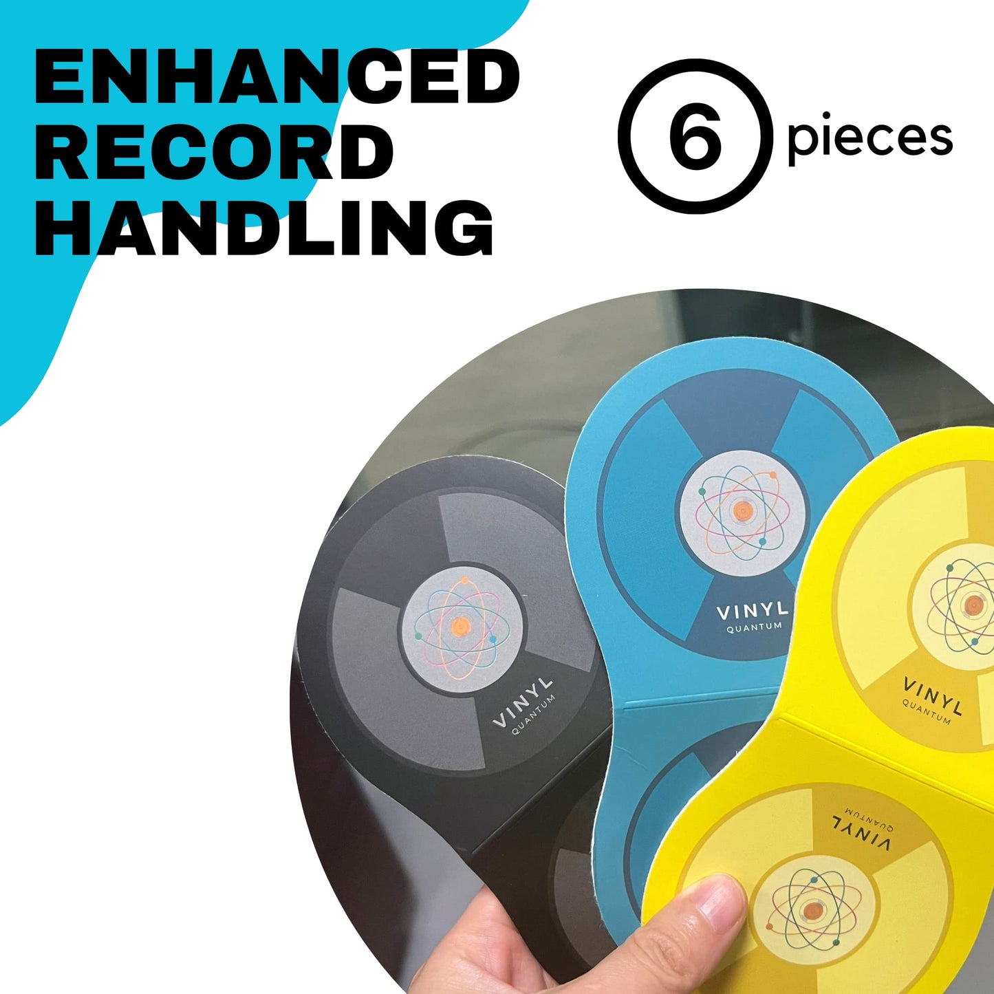 Vinyl Quantum 6 Pieces Anti Static Record Miiten & Handler - Record Player Accesories with Soft Microfiber Material, Protect Against Scratch & Dirt.