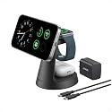 Anker MagSafe Charger Compatible, MagGo 3-in-1 Charging Station, Nano Charging Stand, Qi2 Certified 15W Magnetic Wireless Charger Dock
