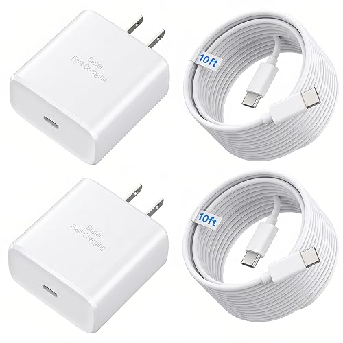 TT&C 45W USB-C Fast Charger & 10ft Extra-Long Cable (2-Pack) - High-Speed Power Adapter Compatible with Apple iPhone 17 Pro, 17 Pro Max, 16, 15 Plus
