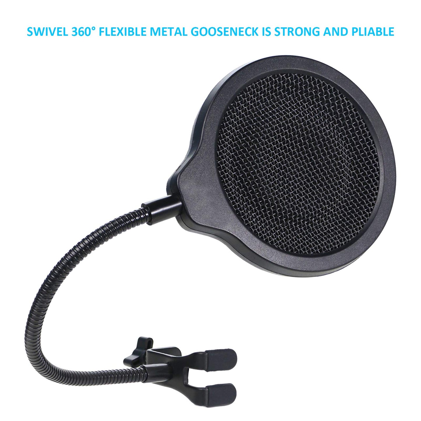 QuadCast Mic Pop Filter Mask Shield For HyperX QuadCast Microphone, 4 Inch 3 Layers Windscreen with Flexible 360°Gooseneck Clip by SUNMON