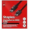 Staples TECH 6 ft. Display Port to HDMI Audio/Video Cable, Male to Male, Black (ST62466)