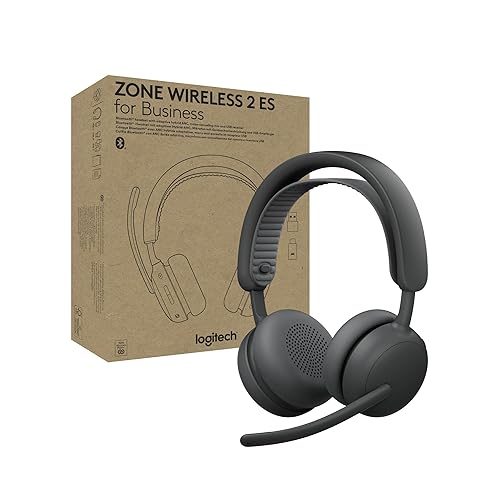 Logitech Zone Wireless 2 ES for Business - Noise-Canceling Wireless Headset with Adaptive Hybrid ANC, Bluetooth, USB-C & USB-A, Microsoft Teams…