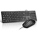 Wired Keyboard and Mouse Combo, Full-Sized Ergonomic Computer Keyboard and Optical Wired Mouse for Windows, Mac OS Desktop/Laptop/PC-Black