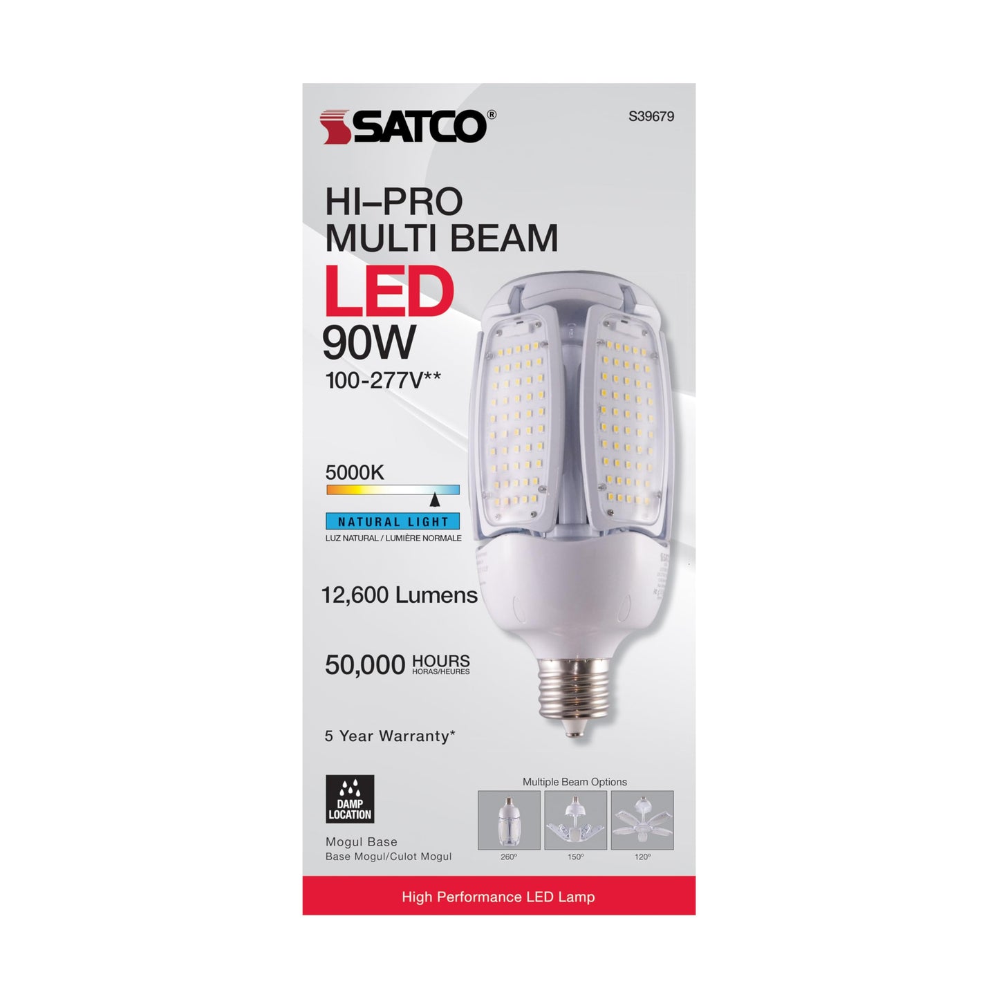 Satco S39751, 40W LED Multi-Beam Lamp, EX39 Base, 5000K, Replacement Bulb