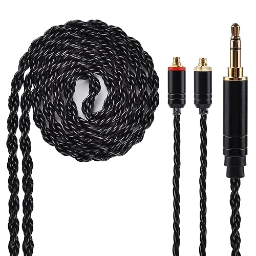 Kinboofi 6 Core MMCX Cable, Upgrade Silver Plated Replacement Cable,Black Detachable Earphone Cable Replacement Earphone Wire for Shure 846 535 215