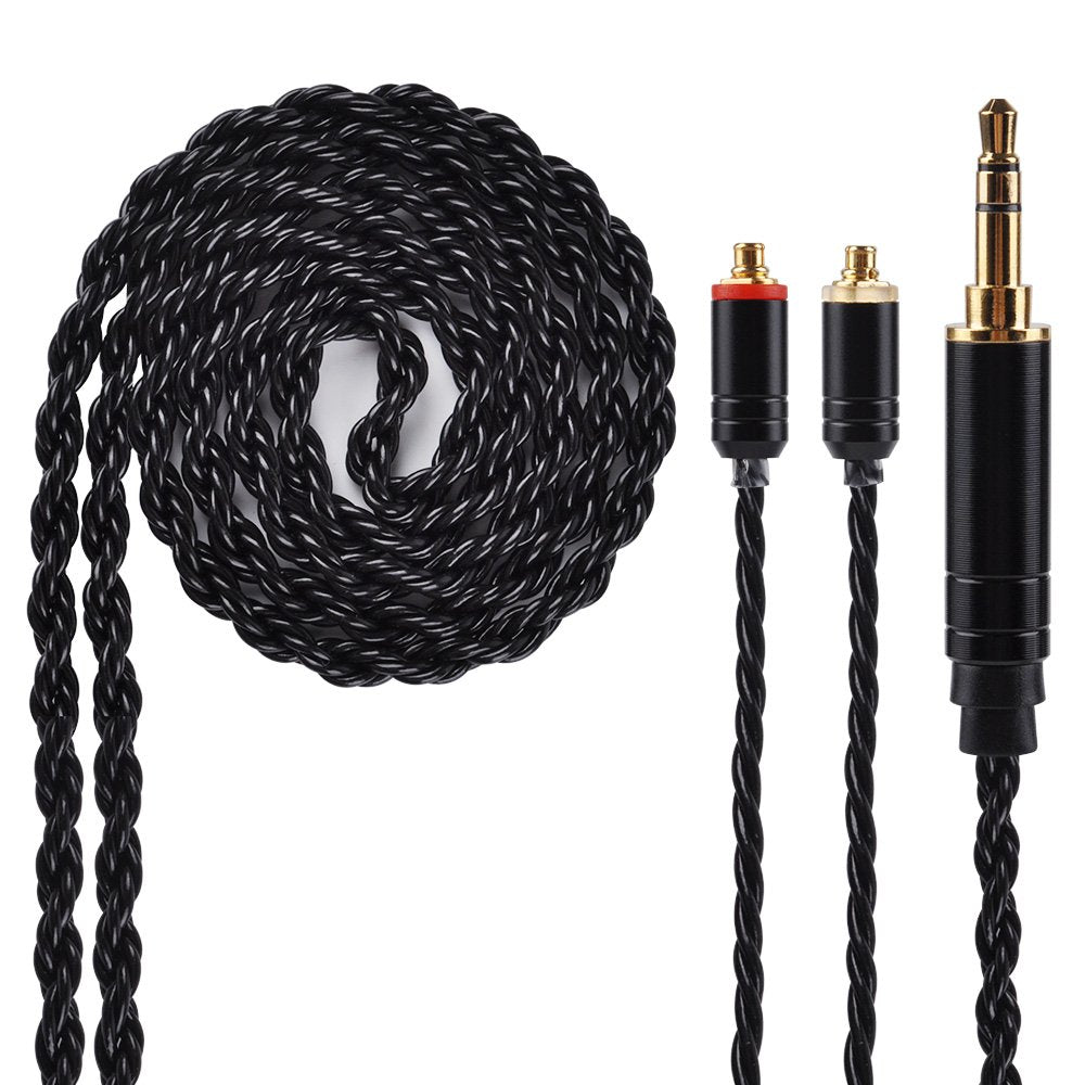 Kinboofi 6 Core MMCX Cable, Upgrade Silver Plated Replacement Cable,Black Detachable Earphone Cable Replacement Earphone Wire for Shure 846 535 215