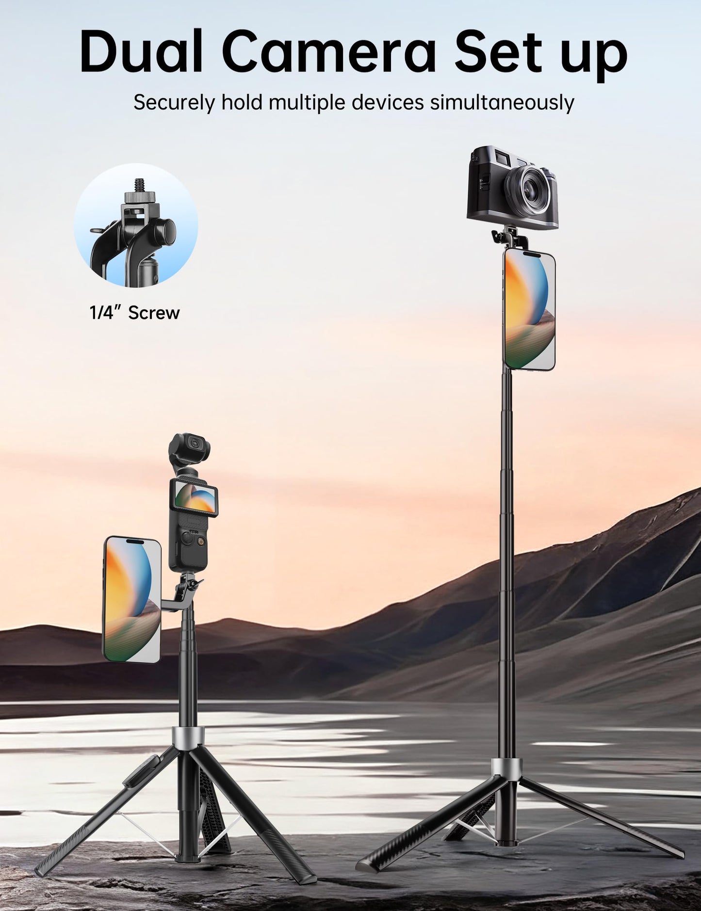 70" Magnetic Phone Tripod, Selfie Stick Tripod for iPhone MagSafe & Camera with Rechargeable Remote & 2 in 1 Magnetic Holder, 360° Rotatable Portable