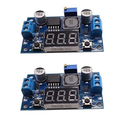2PCS LM2596 Blue Board Double Button 2PACK LM2596 Step Down Buck Converter Adjustable Voltage Regulator DC 4-40V to 1.25-37V Buck Converter with LED…