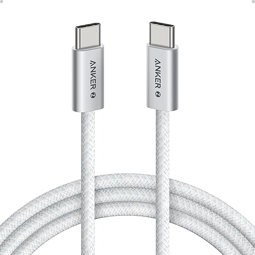 Anker Zolo USB C to USB C Cable, Braided and Dirt-Free Type-C Fast Charging Cable, Slim Connector, for iPhone 17 Series, MacBook (240W) (White, 6FT)