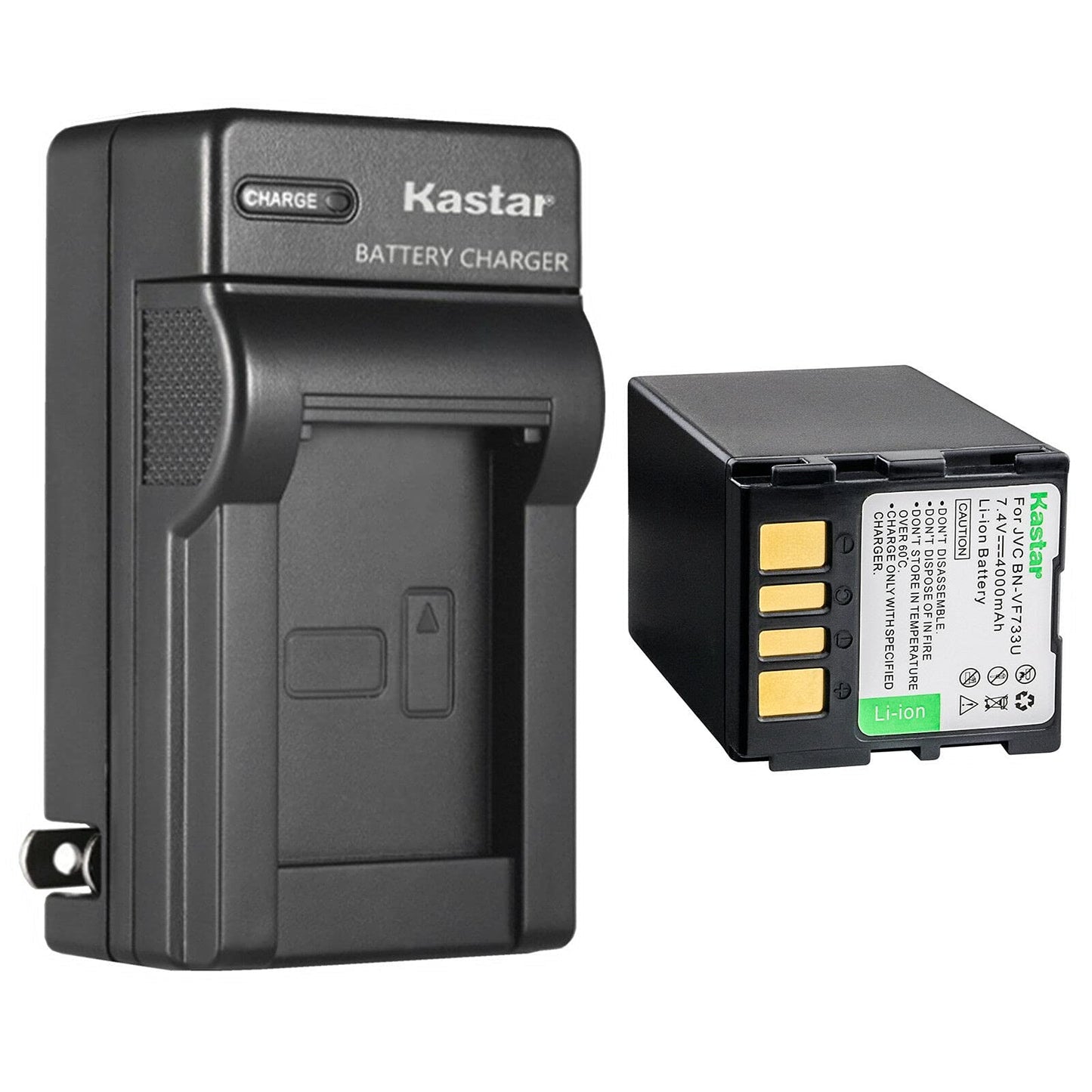 Kastar 1-Pack Battery and AC Wall Charger Replacement for JVC GZ-MG37EX GZ-MG37EY GZ-MG37EZ GZ-MG37U GZ-MG37US GZ-MG39 GZ-MG39AA GZ-MG39E GZ-MG39EK
