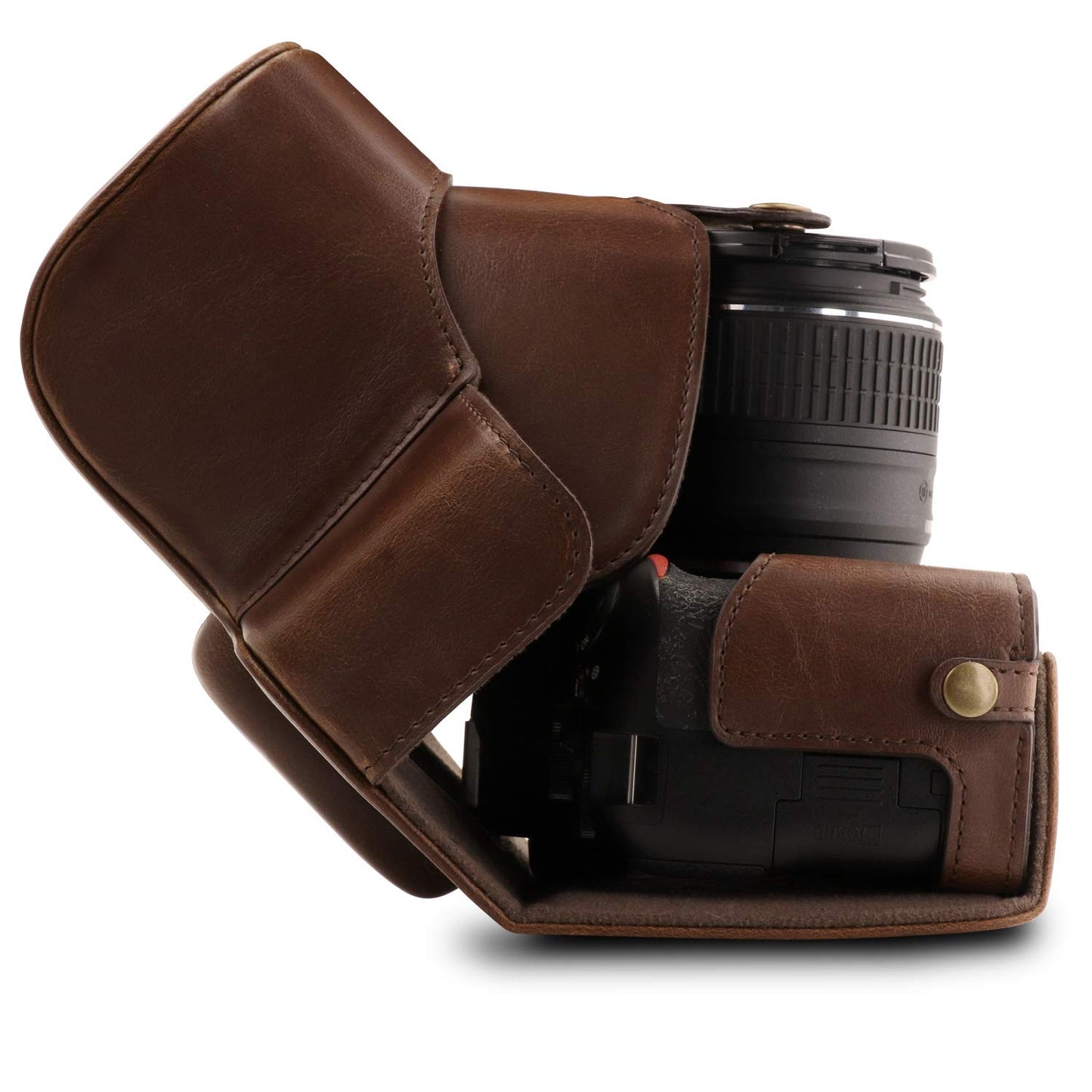 Megagear MG1536 Nikon D3500 Ever Ready Leather Camera Case and Strap - Dark Brown