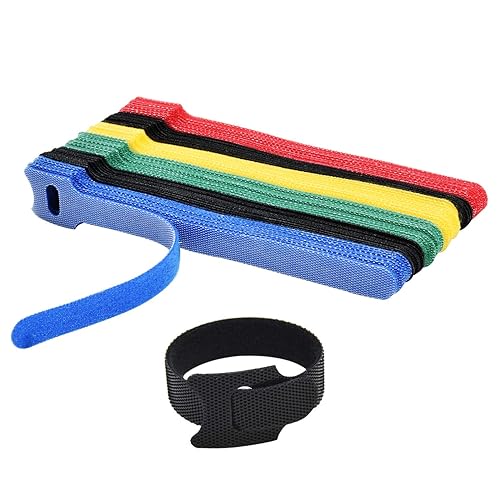 HMROPE 60PCS Fastening Cable Ties Reusable, Premium 6-Inch Adjustable Cord Ties, Microfiber Cloth Cable Management Straps Hook Loop Cord Organizer