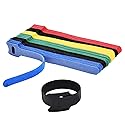 HMROPE 60PCS Fastening Cable Ties Reusable, Premium 6-Inch Adjustable Cord Ties, Microfiber Cloth Cable Management Straps Hook Loop Cord Organizer