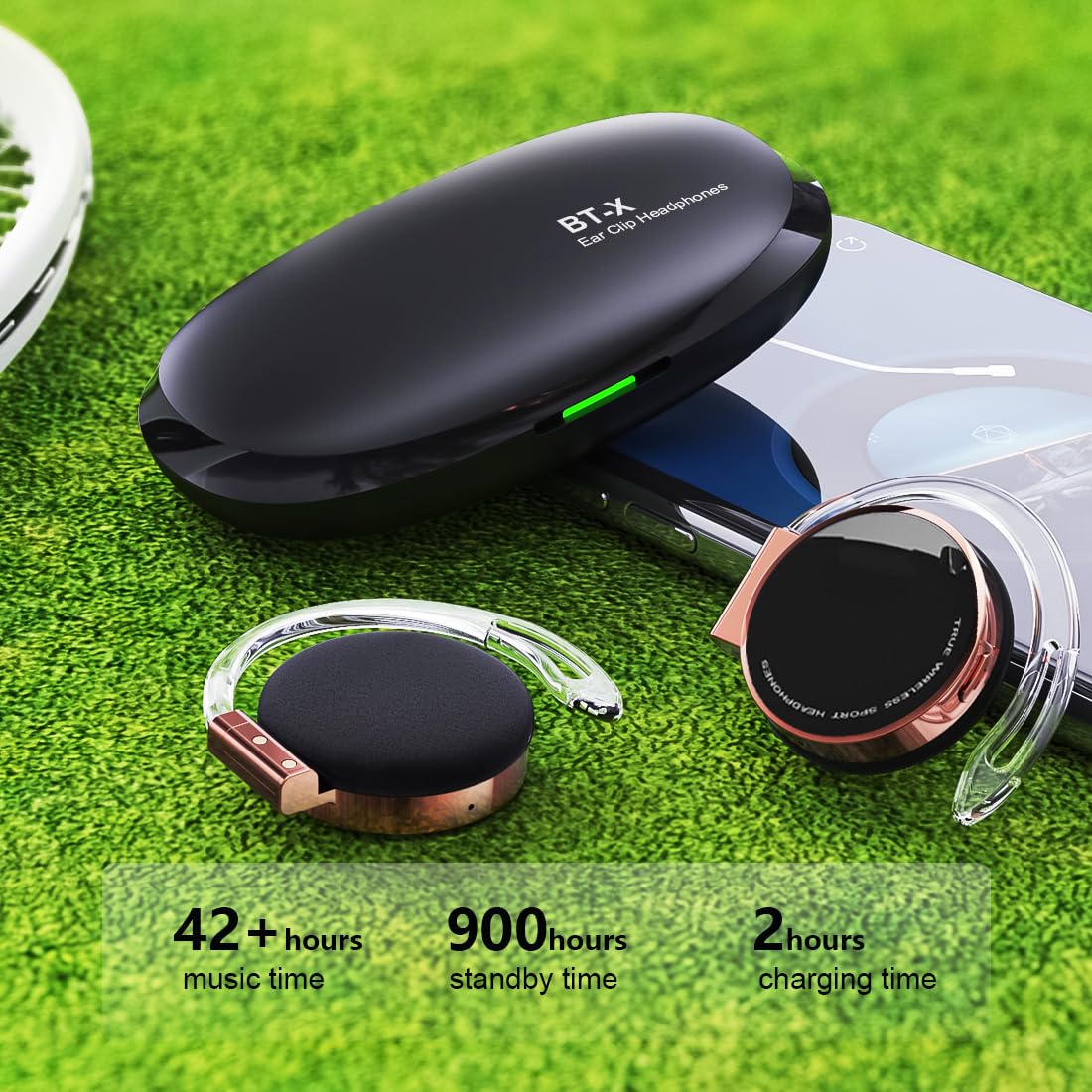 Micool Open-Ear Headphones Bluetooth V5.3, On Ear Headphones Wireless with Earhooks, Ear Clip On Earphones, Sports Headset Bluetooth with 4…