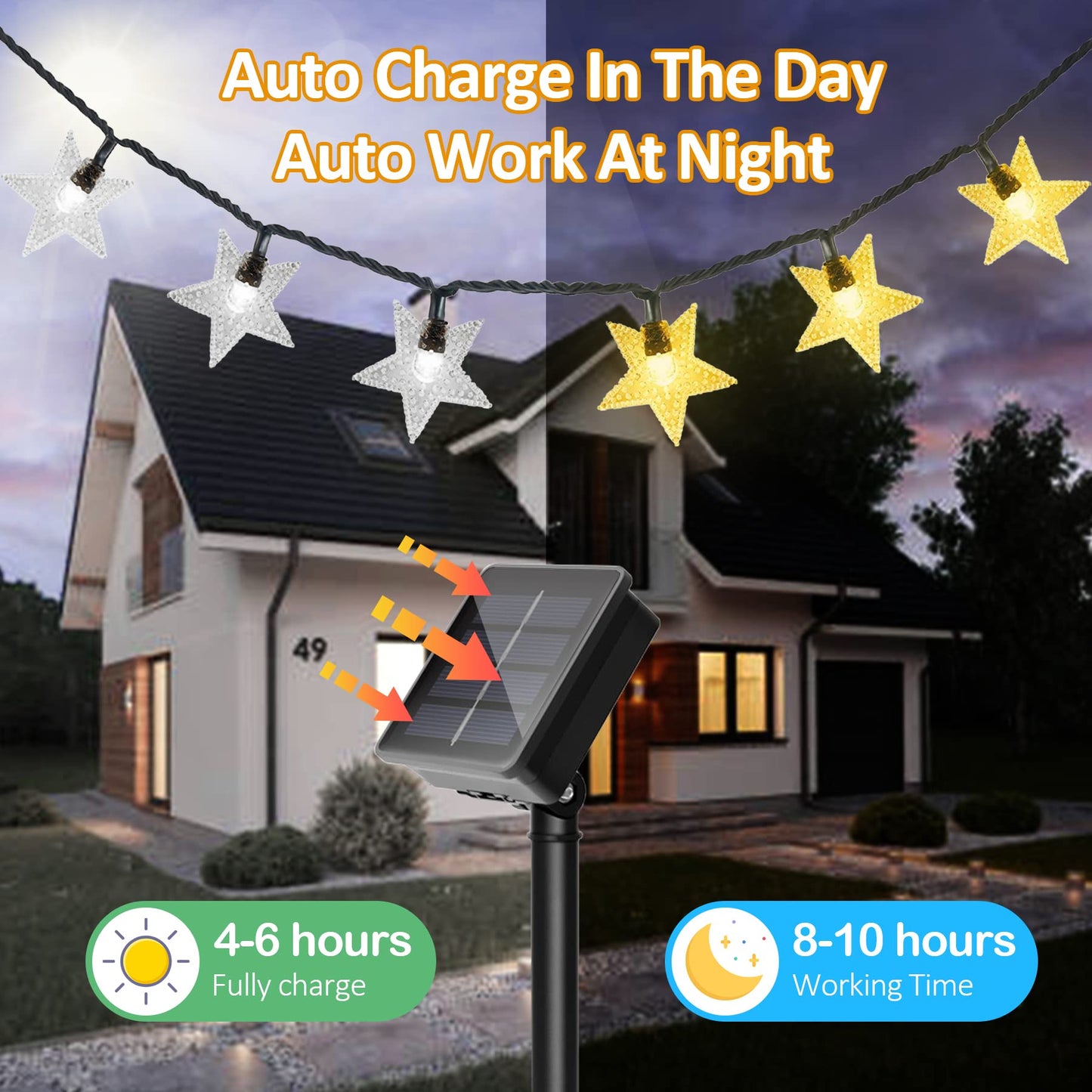 Twinkle Solar Star String Lights Outdoor Waterproof Fairy Lights 39FT 100 LED with 8 Lighting Modes for Camping Garden Wedding Party Tree Holidays