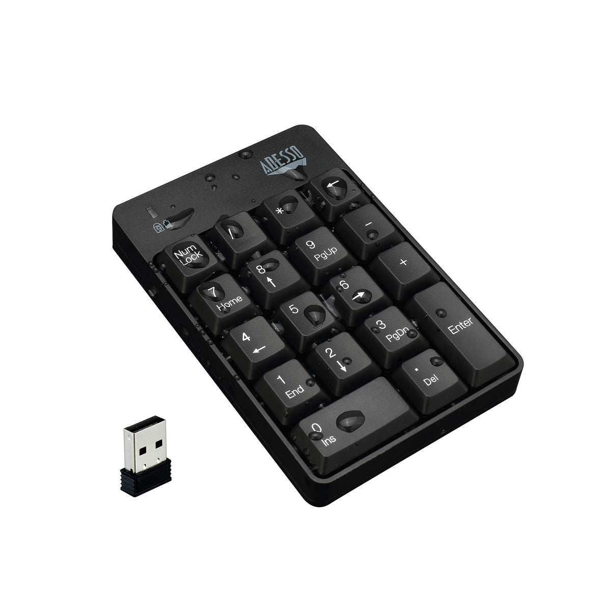 Adesso WKB-6010UB - Wireless Spill Resistant 18-Key Numeric Keypad Number Pad, Black