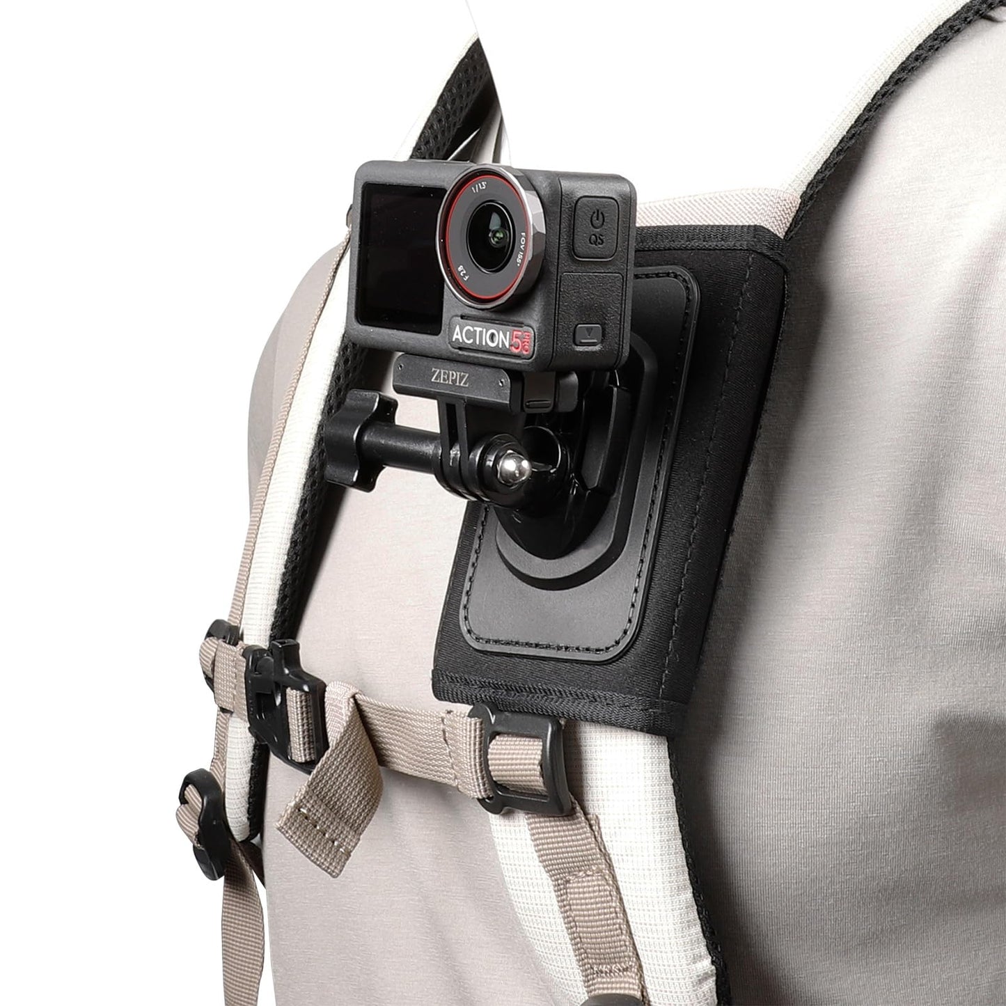 ZEPIZ Backpack Strap Mount with Magnetic Quick Release Adapter for DJI Osmo Action 5 Pro, Osmo Action 4 3
