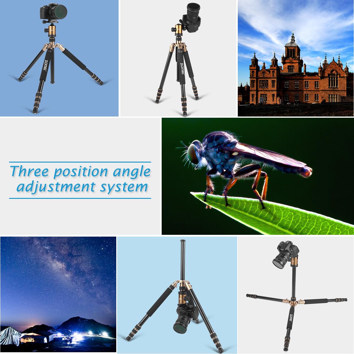 ZOMEI Tripod,Camera Tripod,Lightweight Camera Travel Z818 Tripod Aluminium Alloy Monopod with 360 Panorama Ball Head Quick Release Plate Ball for DSLR