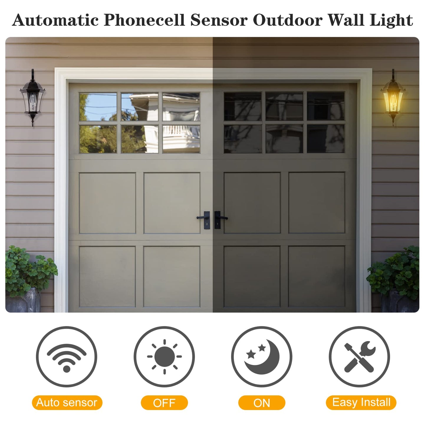 GOALPLUS Dusk to Dawn Outdoor Wall Light Fixture 18” High Antique Bronze Porch Light with Wall Mount, Vintage Waterproof Wall Sconce with Clear Seeded