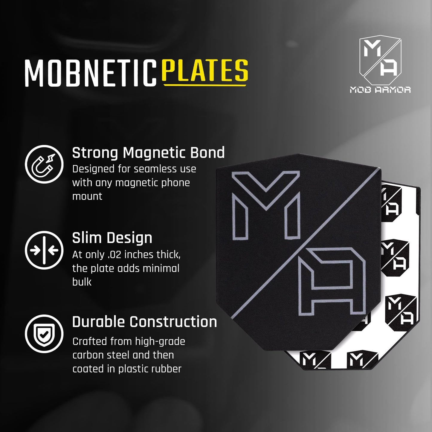 Mob Armor MobNetic Plates (2 Pack) - Compatible with Mob Magnetic Phone Mount for Car - Universal Smartphone Mounting Plates - Best Vehicle Accessory