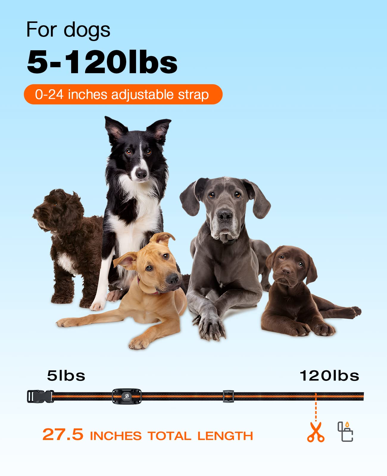 Bousnic Dog Shock Collar - 3300Ft Dog Training Collar with Remote for 5-120lbs Small Medium Large Dogs Rechargeable Waterproof e Collar with Beep