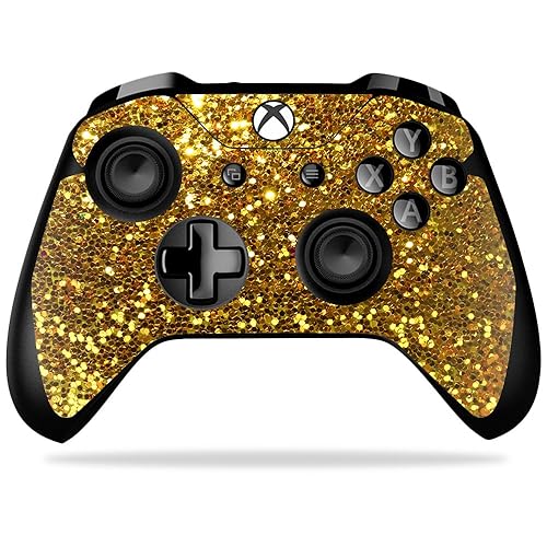 MightySkins Skin Compatible with Microsoft Xbox One X Controller - Gold Dazzle | Protective, Durable, and Unique Vinyl Decal wrap Cover | Easy