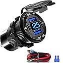 Upgraded 4 Port 12V USB Outlet, 78W Dual PD & QC Aluminum Alloy USB Ports with LED Voltmeter Waterproof for Cars, Cigarette Lighter Replacement 12V