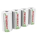 Tenergy Centura 1.2V NiMH Rechargeable D Battery, 8000mAh Low Self Discharge D Cell Batteries, Pre-Charged D Size Battery, 4 Pack, UL Certified