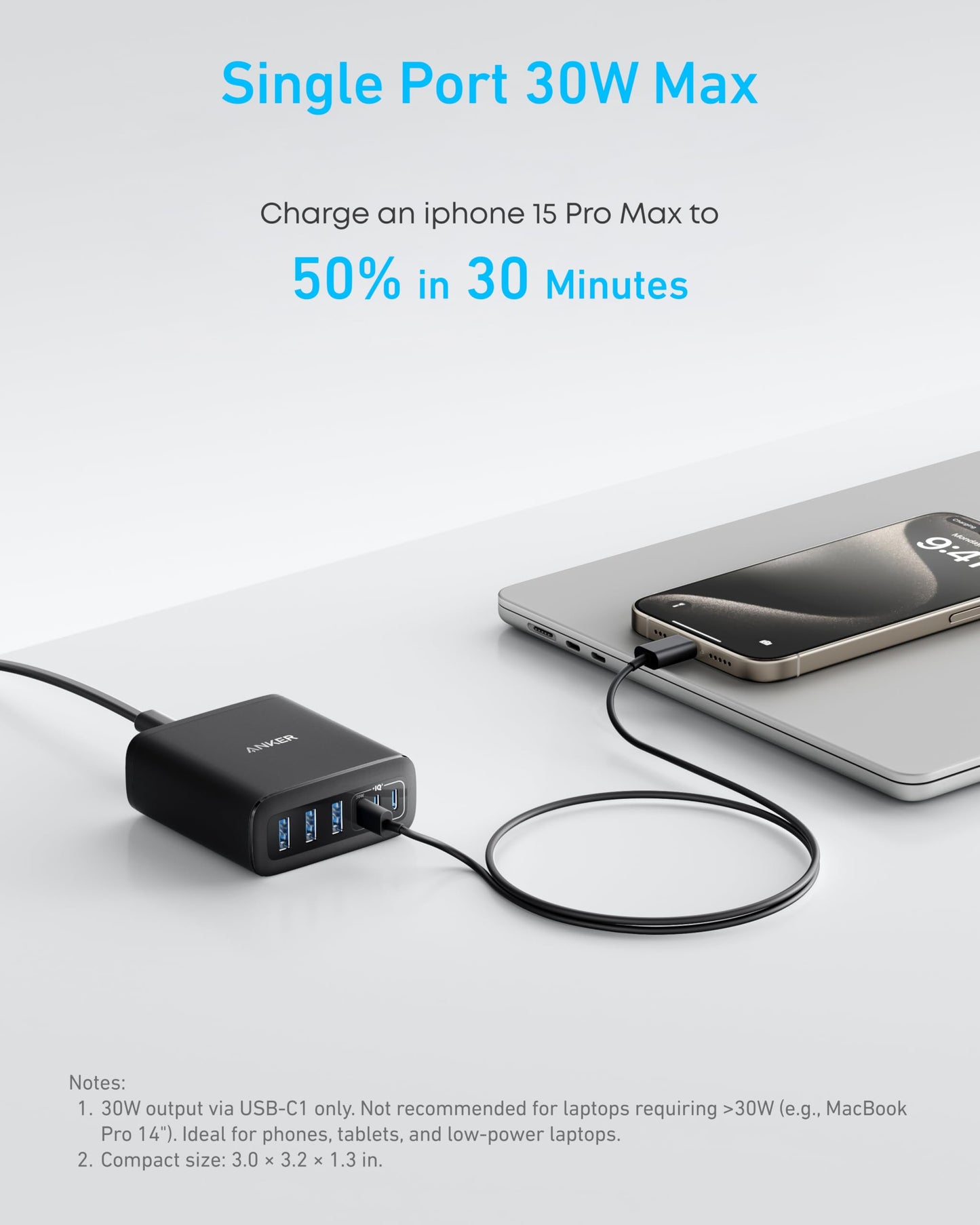 Anker Desktop Charger, Fast Charging USB C Charger with 112W Max 6-Port Desk Accessories for Home Office, Campatible with Multiple Devices, iPhone