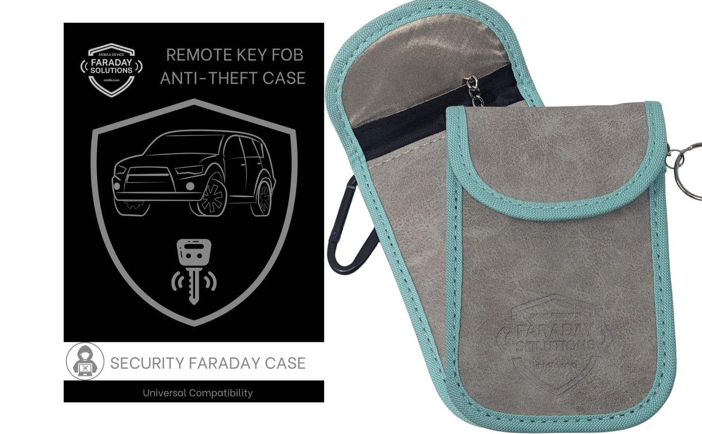 Digital Forensic Evidence U.S. Vet Business - Premium Quiet Seal Suede Universal Vehicle Anti-Theft Suede Faraday Case (X2 Shielding) + Carabiner