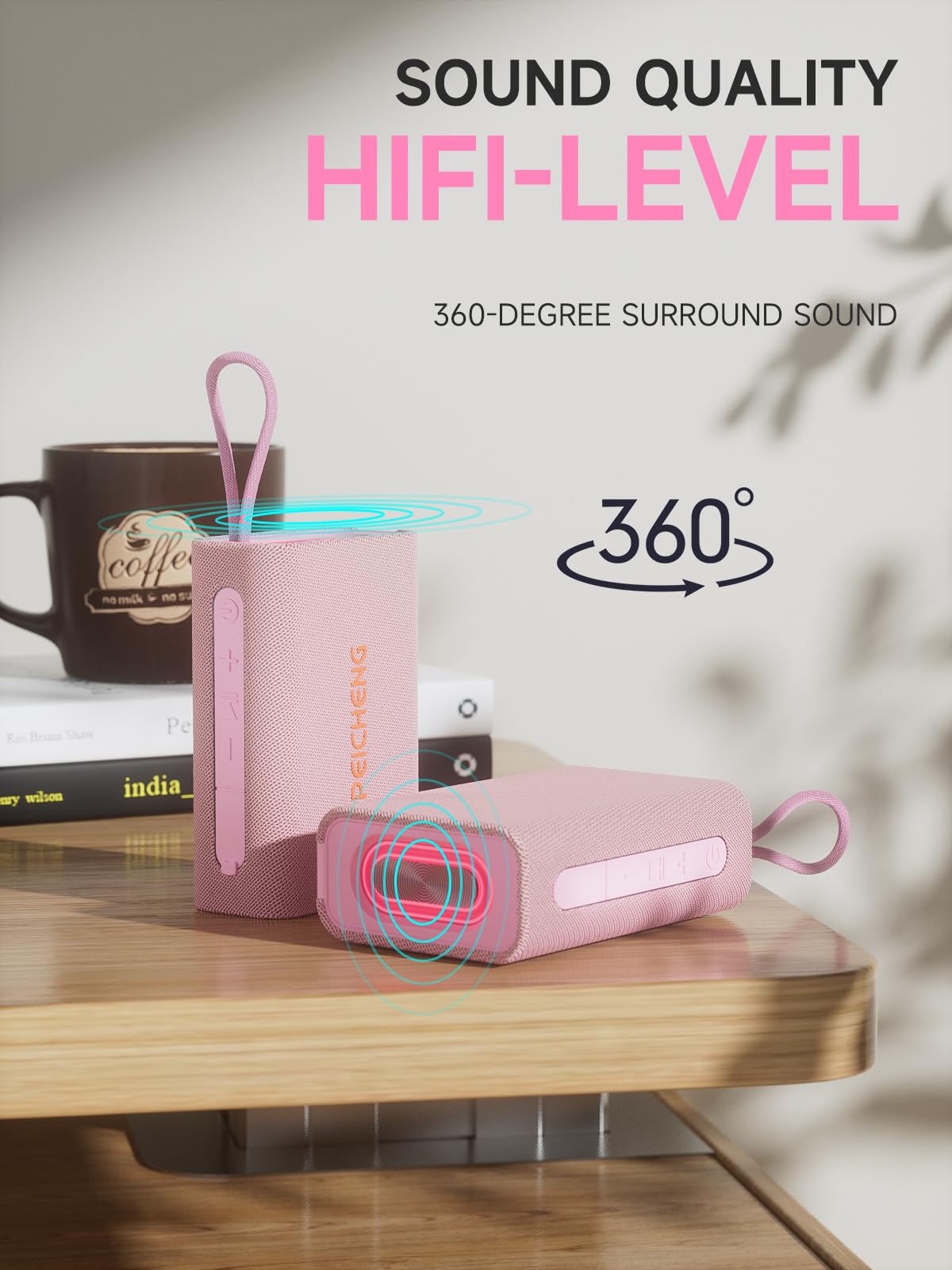 PEICHENG Speaker, Portable Wireless Bluetooth Speakers, Waterproof Loud Stereo Sound with RGB Lights TWS Paire Long Playtime for Home/Party/Outdoor
