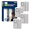 Philips Personal Security Window and Door Alarm, 4 Pack, DIY Protection, Burglar Alert, Wireless, Chime/Alarm, Easy Installation, Ideal for Home