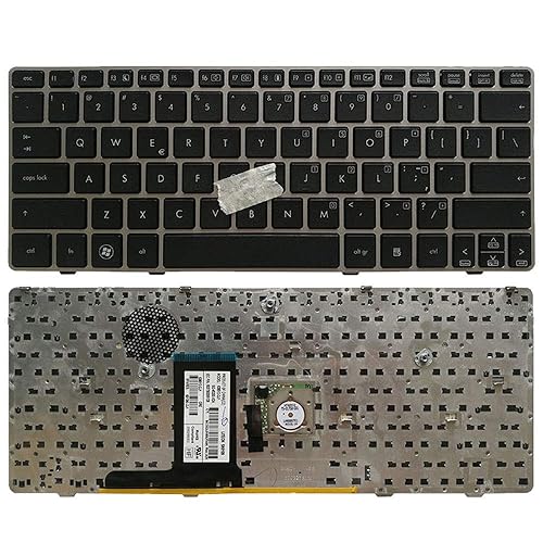 Laptop Replacement Keyboard Fit HP EiteBook 2560P 2570P 638512-DJ1 SG-45200-X2A US Layout with Frame Small Enter Key