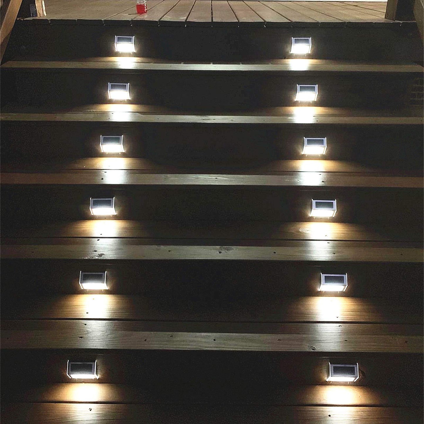 Solar Lights Outdoor Waterproof Deck Light, Solar Stair Lights Outside LED Step Lighting Stainless Steel for Paths Patio Garden Yard, Pack of 6