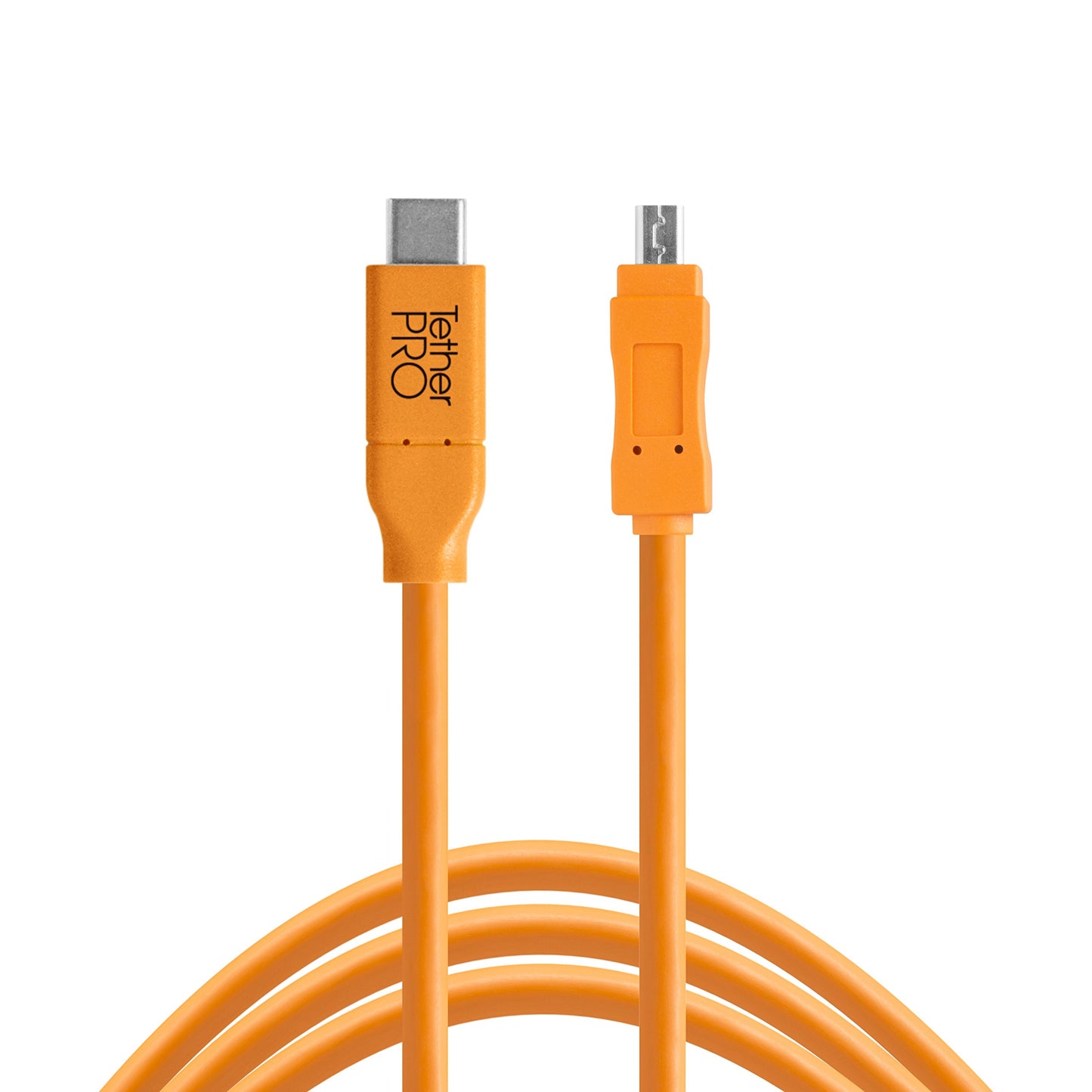 TetherPro USB-C to 2.0 Mini-B 8-Pin, 5Gbps Gen 1, 15' (4.6m), High-Visibility Orange
