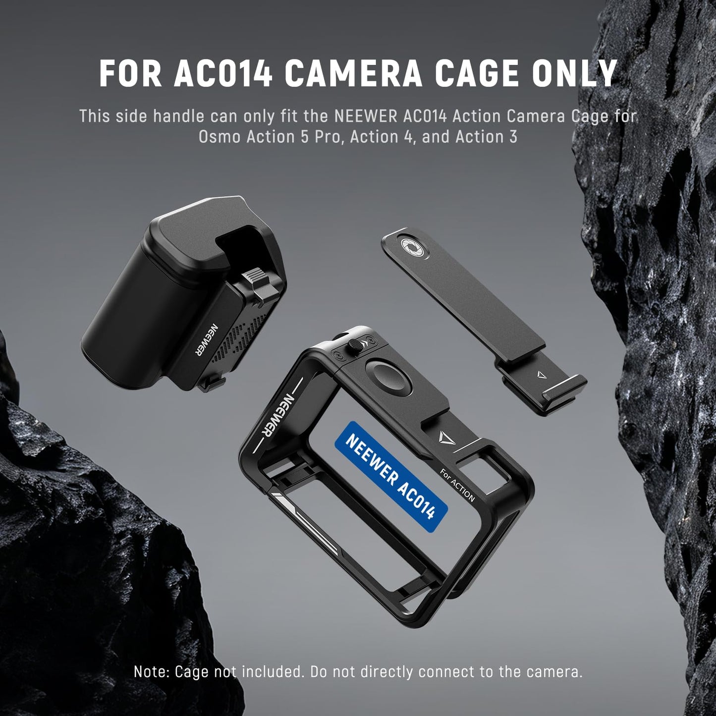 NEEWER AC034 Side Handle Only for AC014 Cage Compatible with DJI Osmo Action 5 Pro/4/3, Modular Quick Release Magnetic Action Camera Mount Adapter