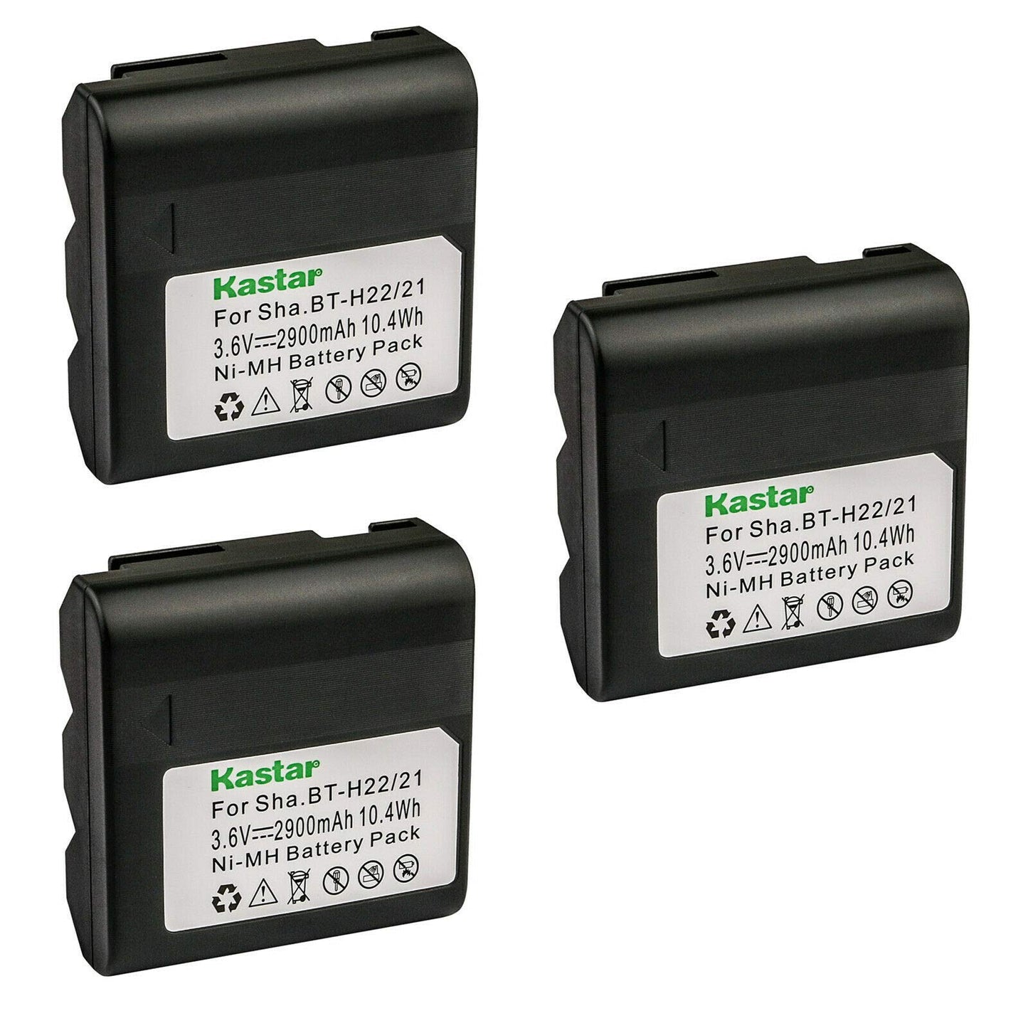 Kastar 3X BT-H22 Battery 3.6V 2900mAh Replacement for Sharp VL-H800U, VL-H800DU, VL-H850, VL-H850S, VL-H850U, VL-H4200, VL-H4200S, VL-H420H, VL-H420S