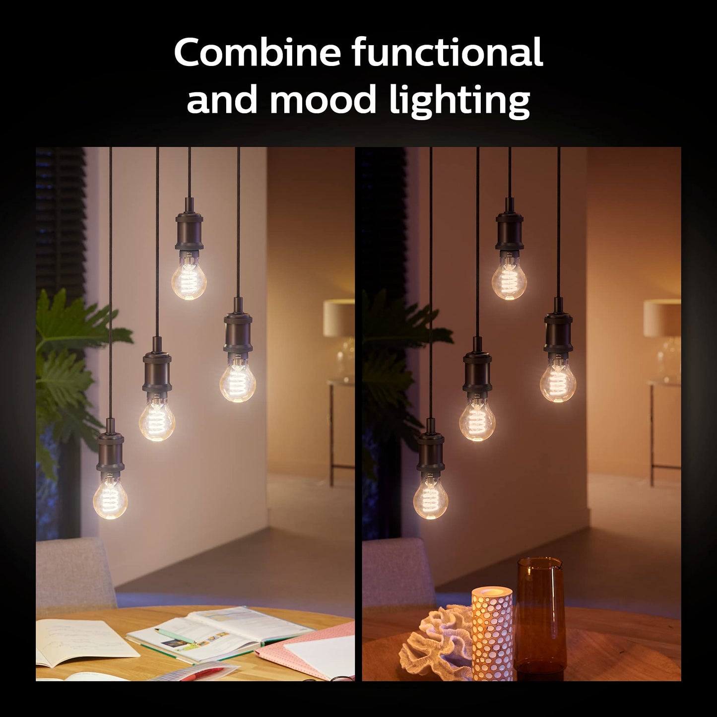 Philips Hue Smart 40W A19 Filament LED Bulb - White Ambiance Warm-to-Cool White Light - 2 Pack - 550LM - E26 - Indoor - Control with Hue App - Works