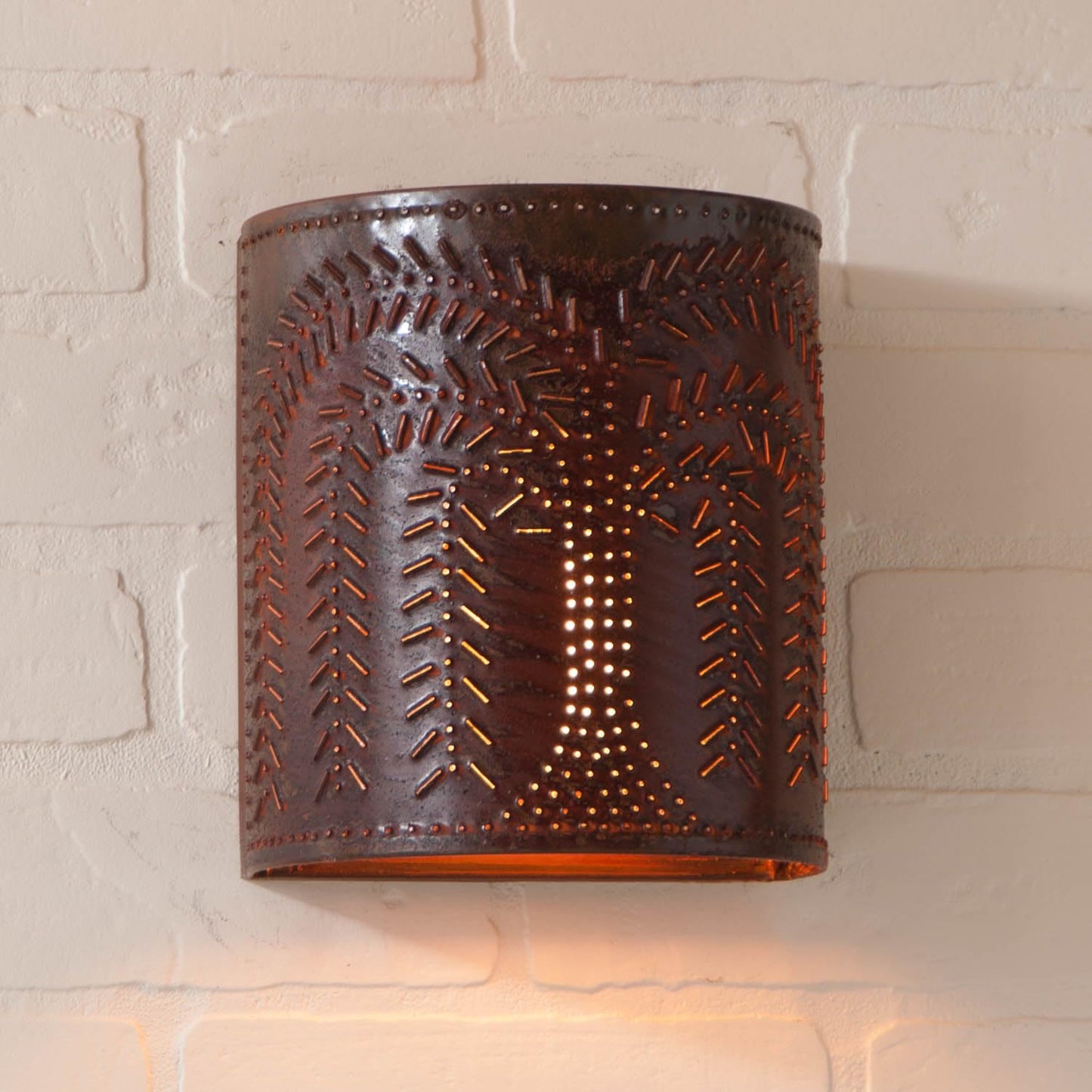 Irvin's Tinware Willow Sconce Light in Rustic Tin