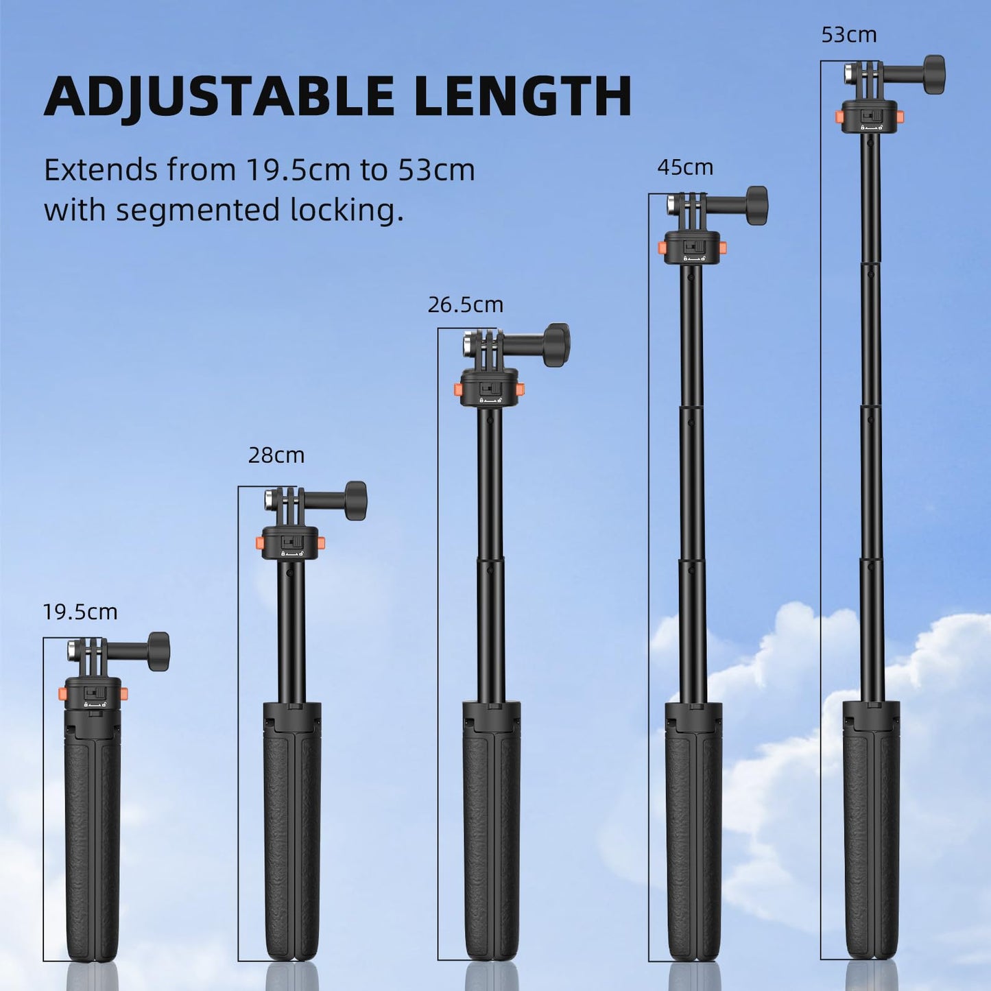 20" Osmo Pocket 3 Tripod for Action Camera, Xtra Muse Mini Table Desk Extendable Stand Small Handheld Selfie Stick Quick Release 1/4'' Screw Vlog