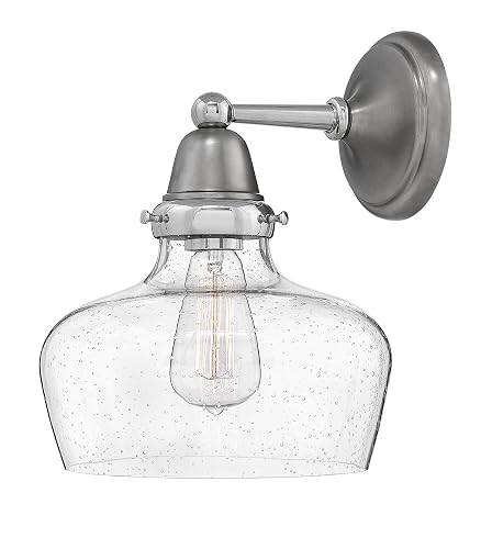 Hinkley Academy 67002EN 12.5" One Light Wall Sconce - 1-10w Med. LED Bulb Required, Clear Seeded School House Glass - English Nickel