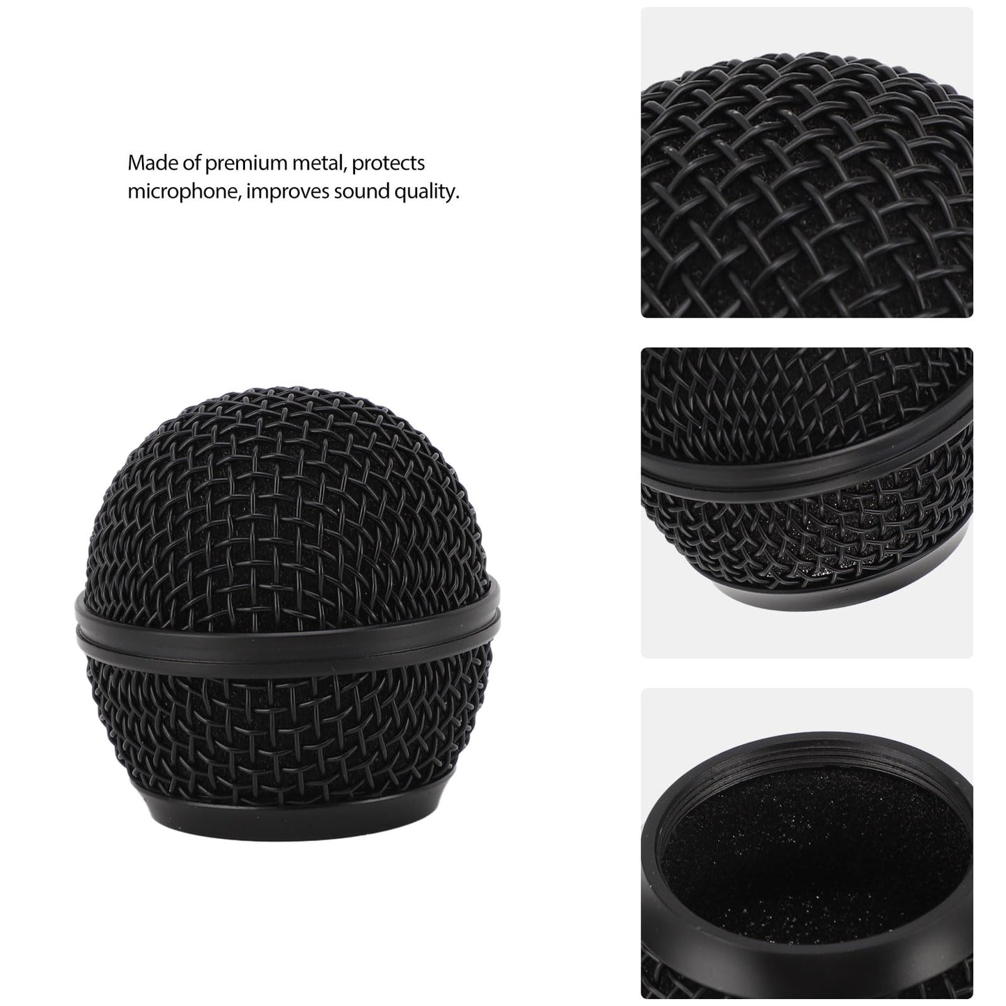 Kodrily Mic Grille Replacement, Metal Microphone Grille Ball with Inner Foam, Microphone Ball Mesh Grill Parts for SM58 SM58S SM58LC BETA58 BETA58A SA