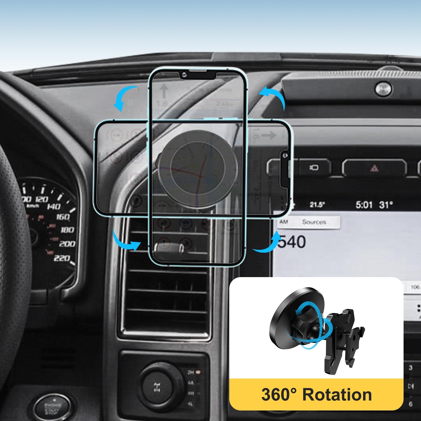 Surfcabin CNC Vent Phone Holder, Magnetic Car Air Vent Phone Holder Cradles Mount Compatible with F150 2015-2020 & Super Duty F250 F350 F450 2017-2021