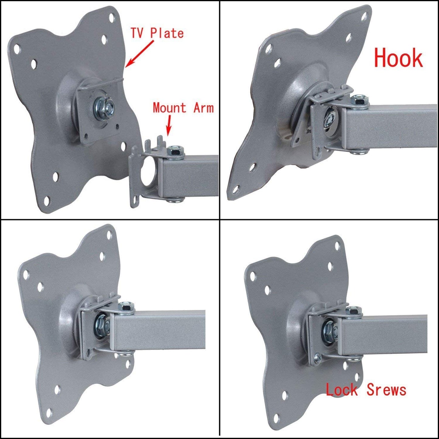 VideoSecu Full Motion Swing Arm TV Wall Mount for Most 19 22 23 24 26 27 29 30 32 39 inch VIZIO LG Tilt Swivel Arm Monitor LCD LED HDTV with VESA