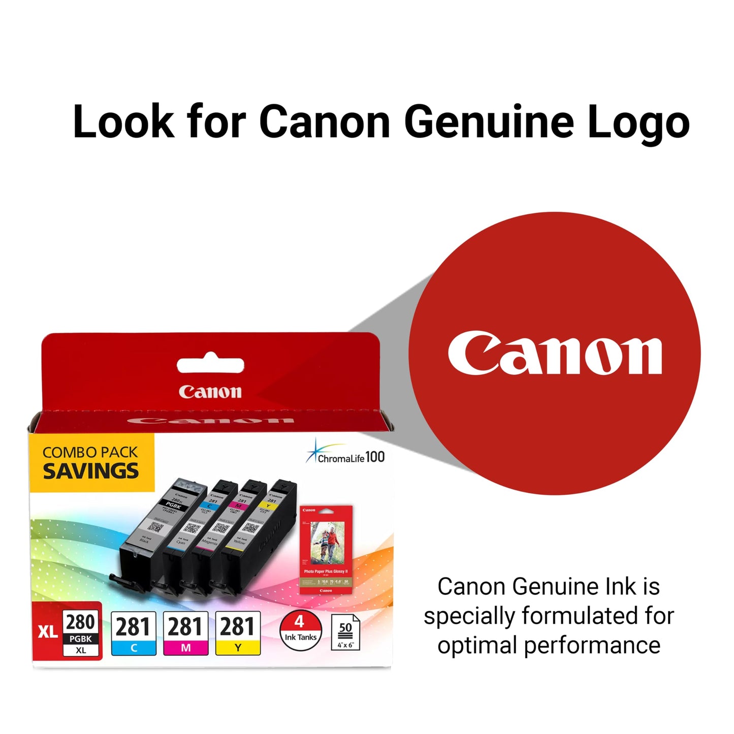 Canon PGI-280XL /CLI-281 Genuine Combo Pack with PP-301, Compatible with TR8520, TS9120,TS8120, TS6120, TS9521C/a, TS9520/a, TS8220, TS6220, TS8320