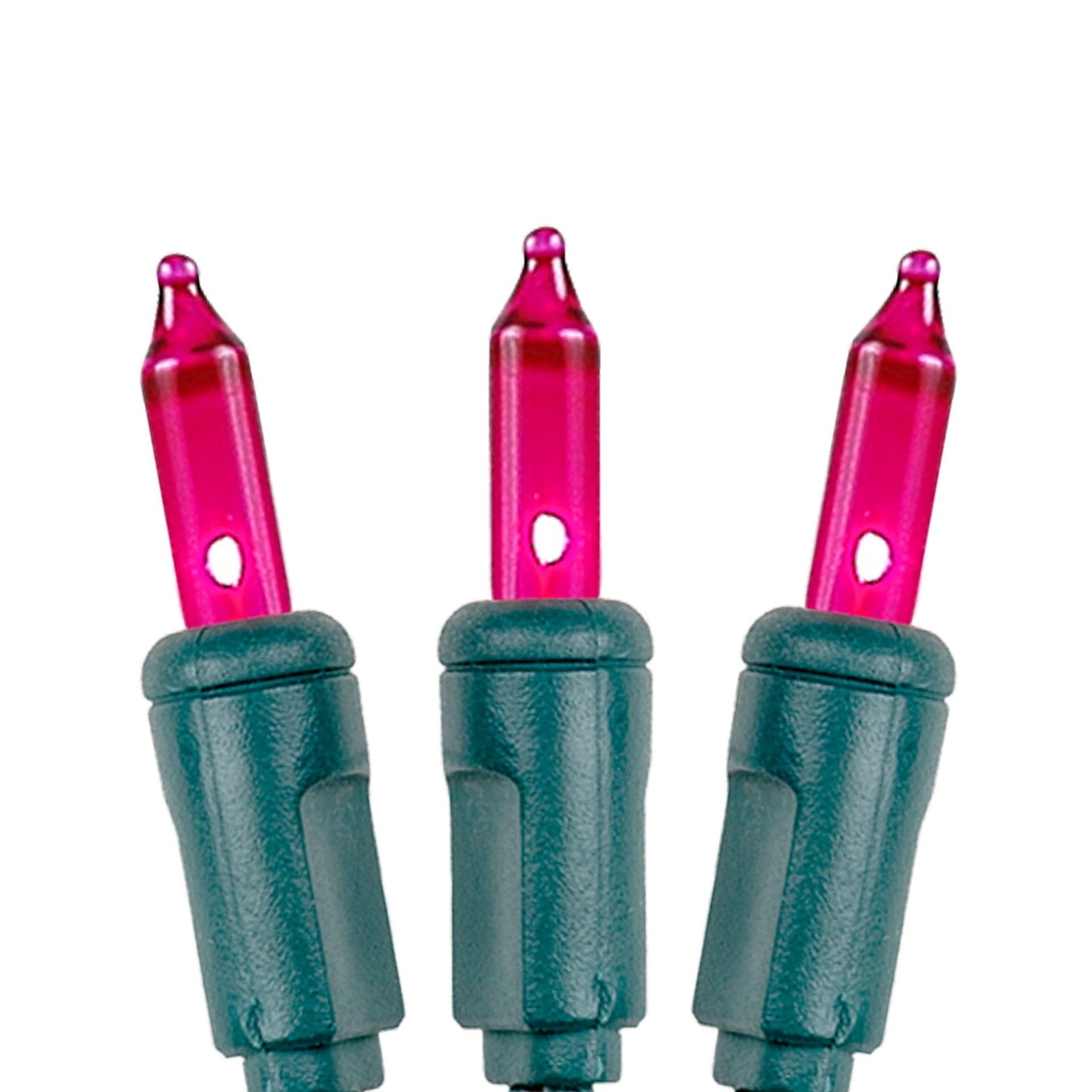 Novelty Lights 50 Feet 100 Bulbs Traditional Incandescent Mini Lights, Pink on Green Wire with 6" Spacing, Commercial Grade and UL Listed