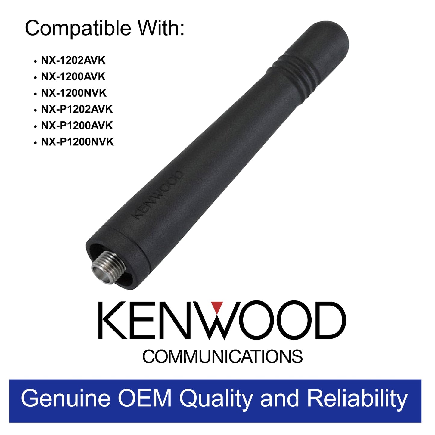 KENWOOD KRA-23M UHF Low-Profile Helical Antenna for Two-Way Radios, OEM Accessory, 440-490 MHz Frequency Range, Standard SMA (F) Connector
