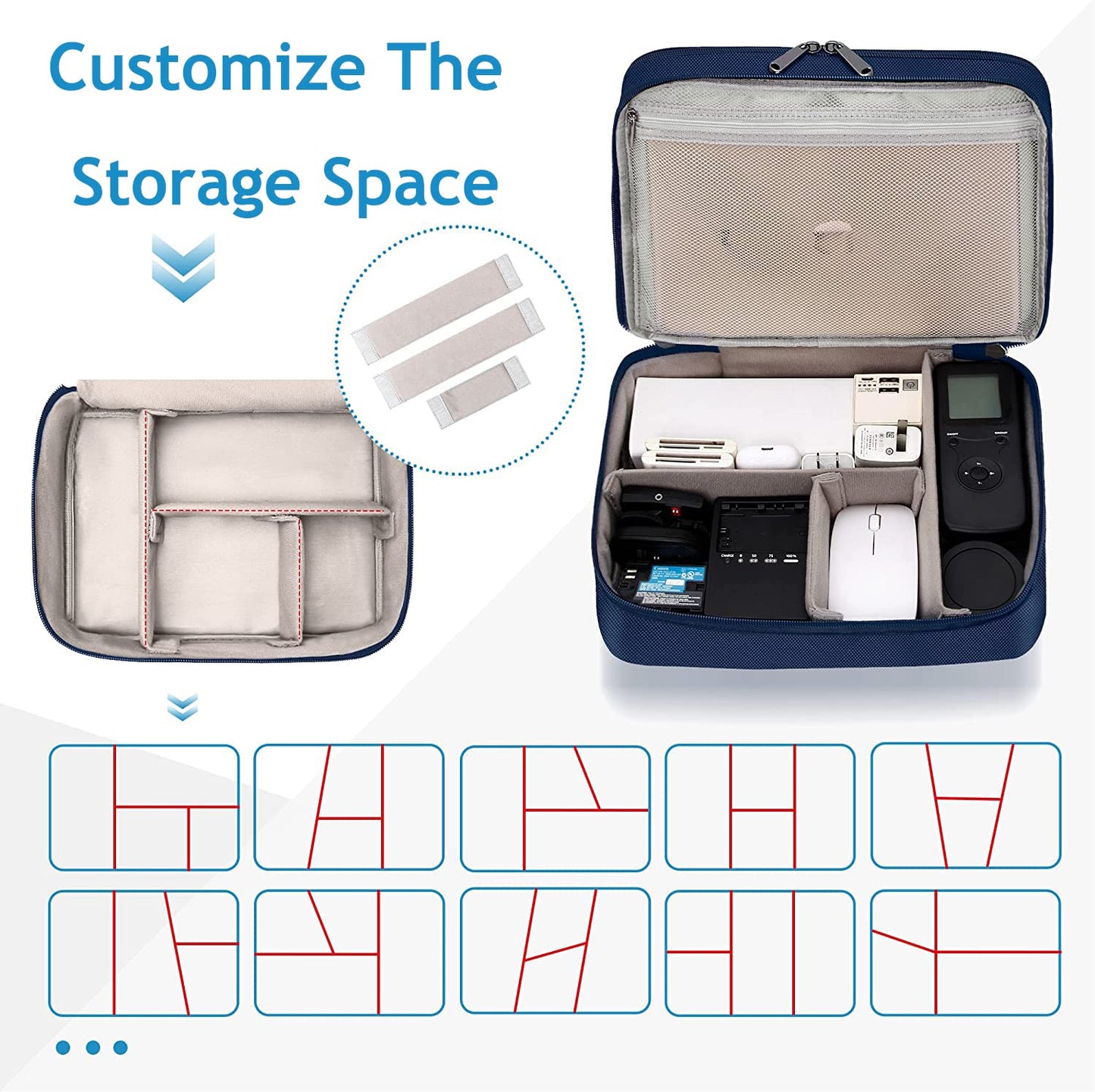 OliviaLiving Electronics Travel Organizer, Double Layer Cable Organizer Bag Waterproof Electronics Accessories Storage Bag for Charger, Phone, Power